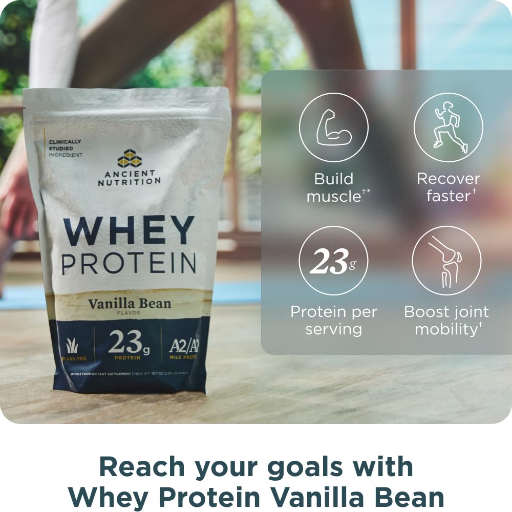 Ancient Nutrition regenerative A2/A2 milk protein bottle promotes gentle digestion.