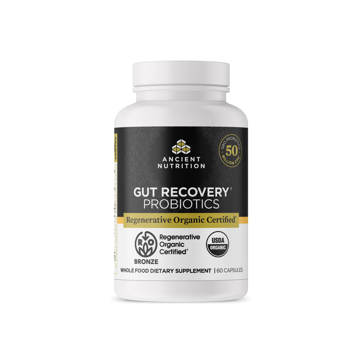 Ancient Nutrition Regenerative Organic Probiotics bottle for gut support