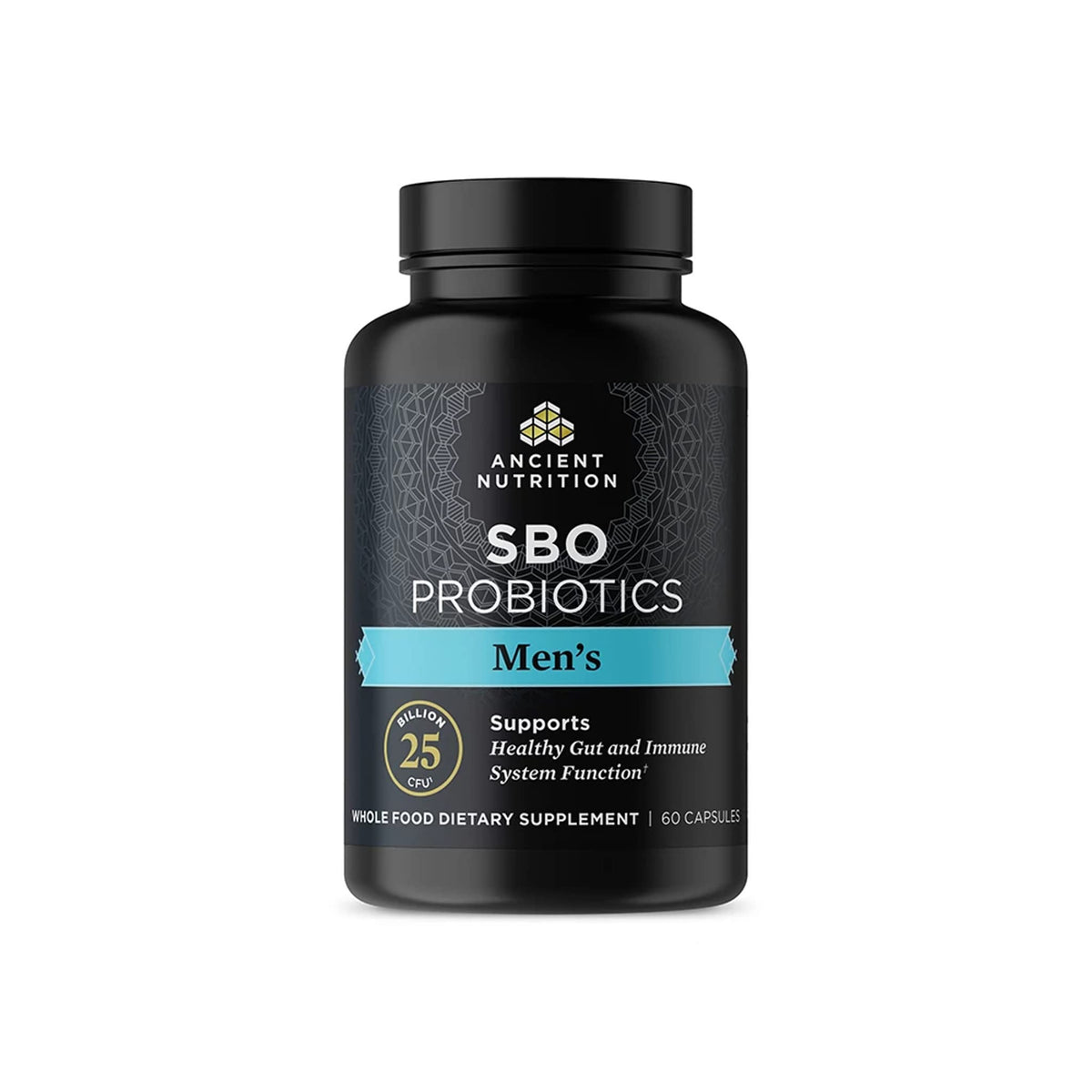 Ancient Nutrition SBO Probiotics Men bottle with 25B CFU formula for digestive support