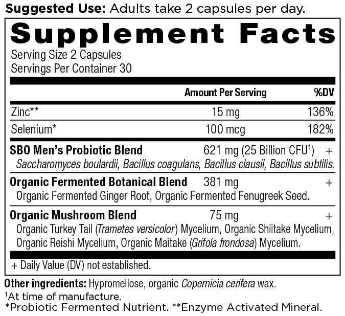 Capsules of Ancient Nutrition SBO Probiotics Men shown up close for daily use