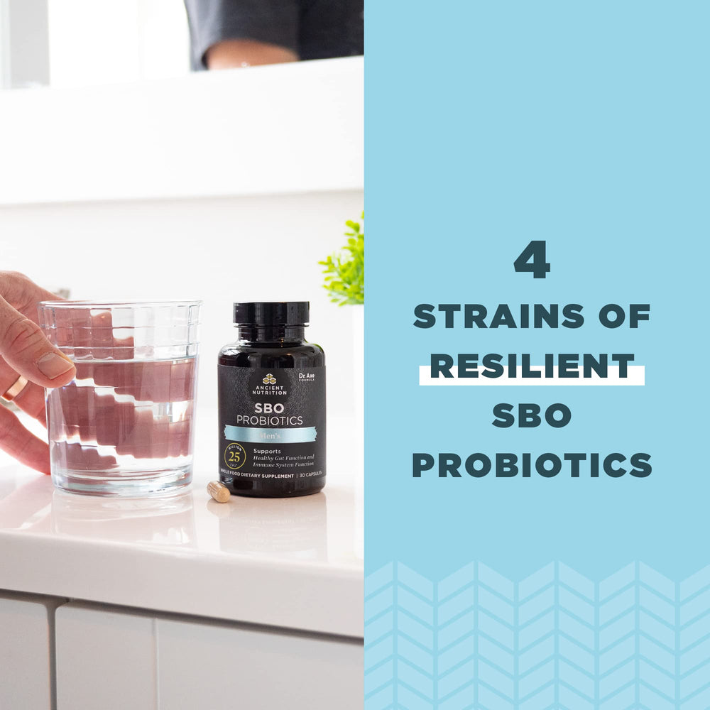 Graphic showing gut health with capsules signaling digestive support