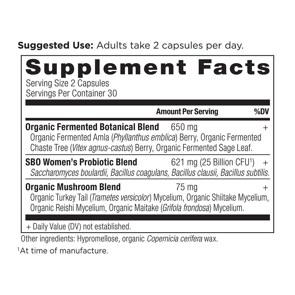 Ancient Nutrition SBO Probiotics Women bottle top view showing shelf-stable capsules.