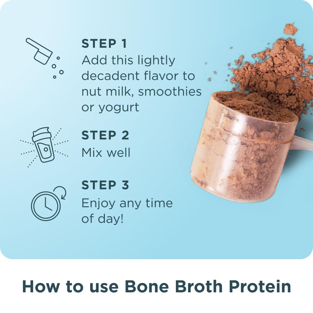 Ancient Nutrition smoothie bowl with chocolate powder for a protein boost.
