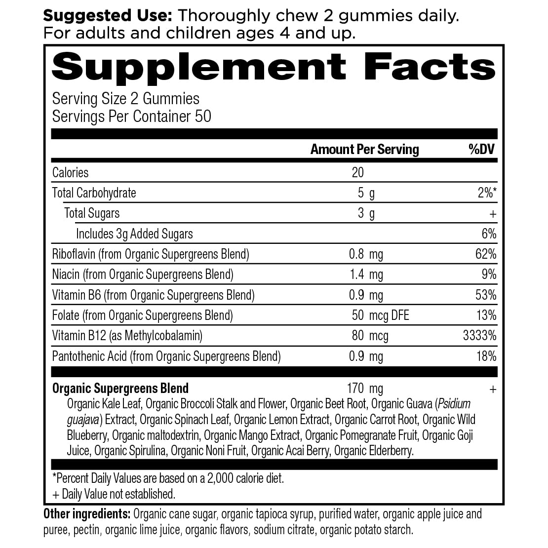 Ancient Nutrition Supergreens Gummies Strawberry Watermelon flavor for tasty daily greens