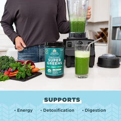 Mixing Ancient Nutrition SuperGreens in water for a quick greens boost