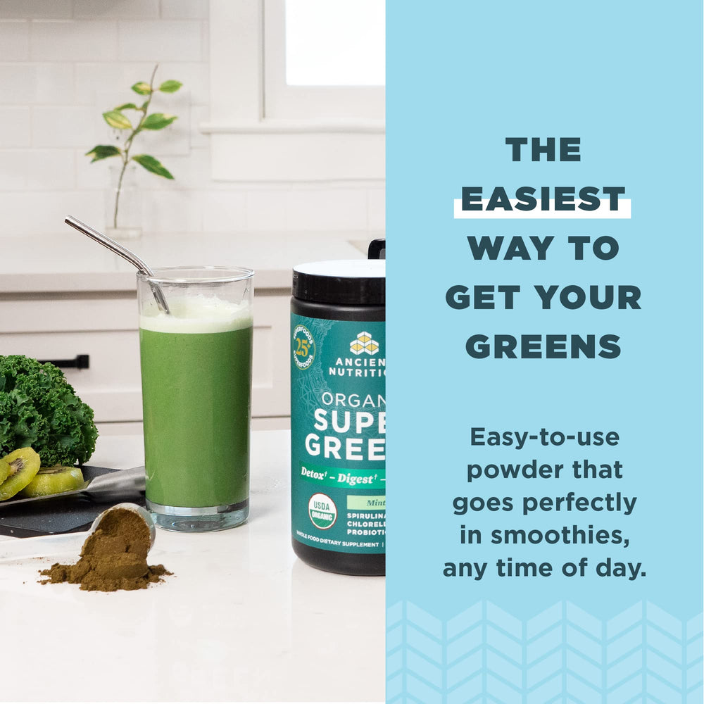 Bacillus coagulans probiotic included in Ancient Nutrition SuperGreens for gut health