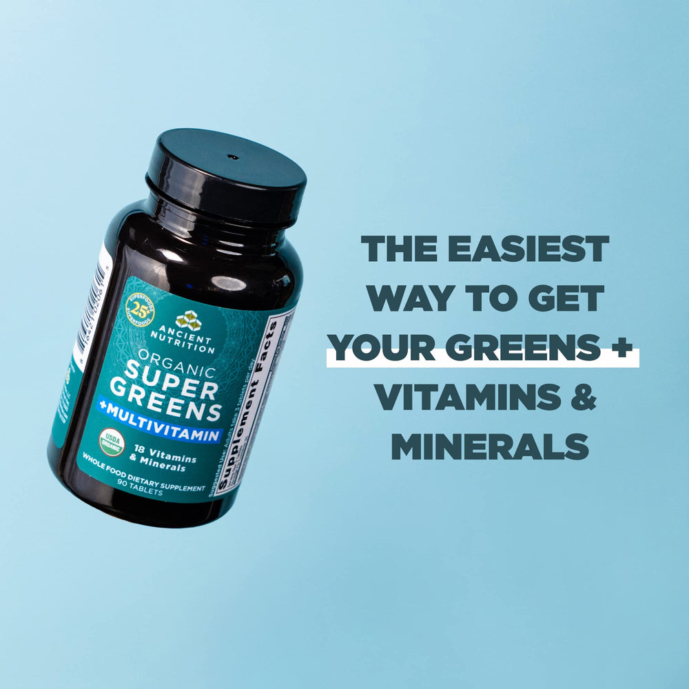 Ancient Nutrition Supergreens product testing and quality certificates.