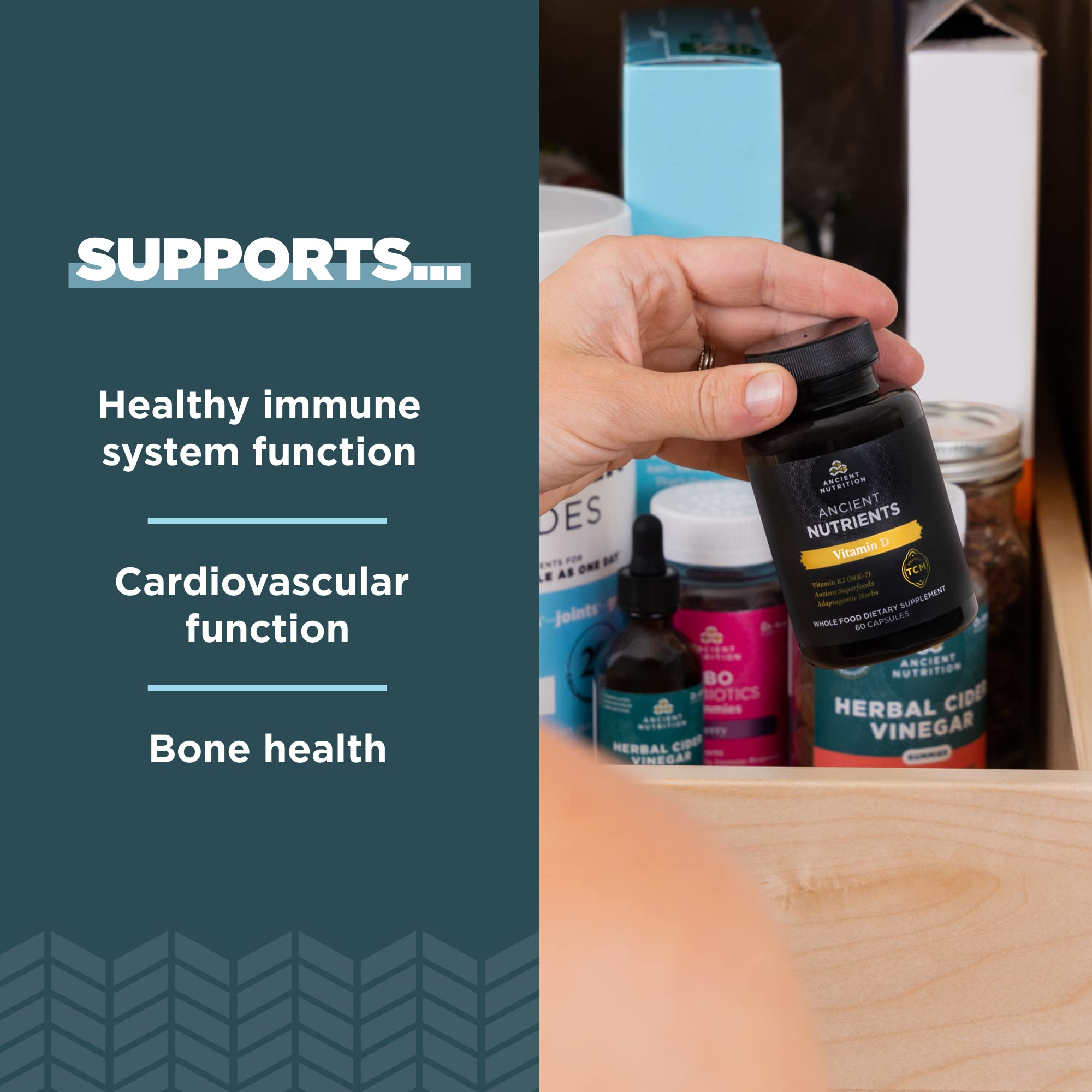 Ancient Nutrition TCM blend ingredients featuring Polygala extract and herbs.