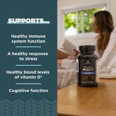 Ancient Nutrition TCM Immune Blend bottle featuring reishi, bone broth, and herbs