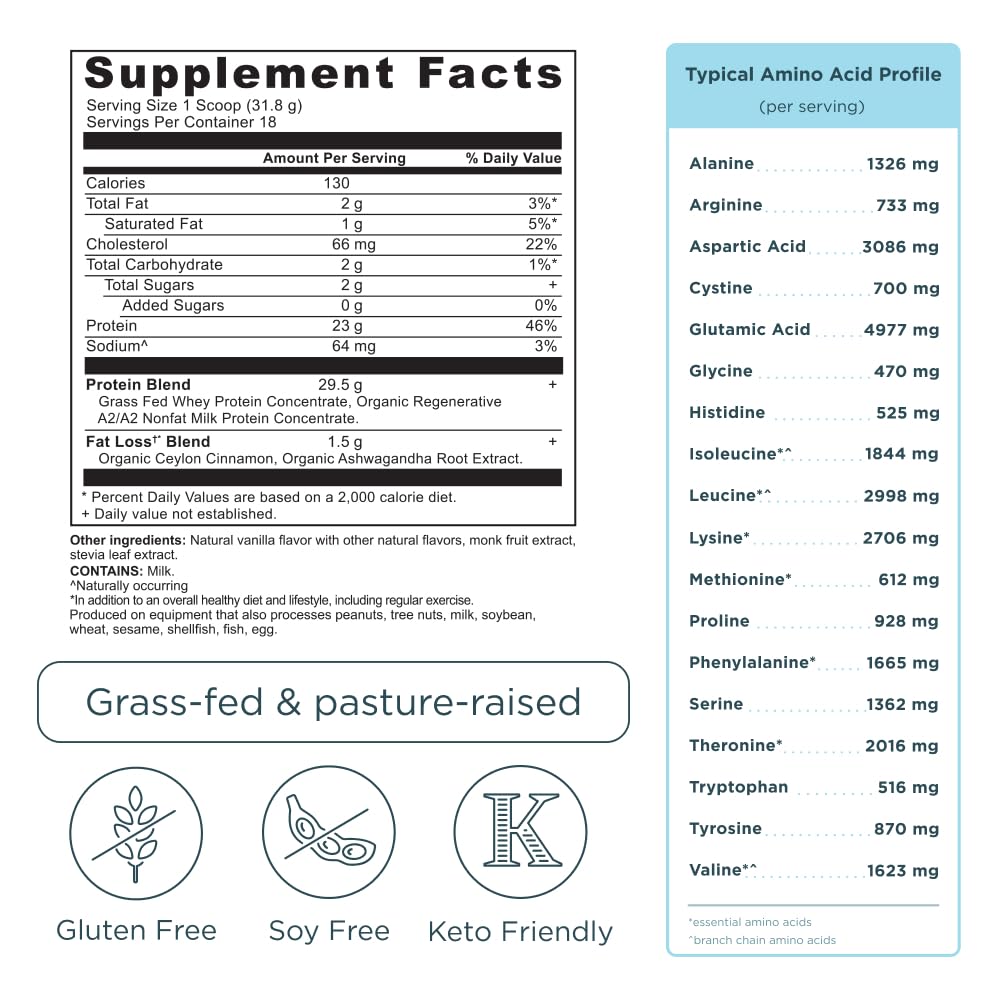 Vanilla cinnamon bottle from Ancient Nutrition with clear nutrition panel