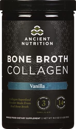 Ancient Nutrition Vanilla collagen powder stirred into coffee for a smooth boost
