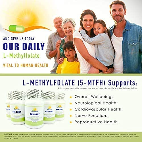 AND GIVE US TODAY OUR DAILY L-Methylfolate compact capsule on white background.