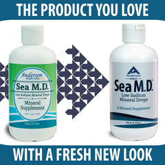 Anderson Sea M.D. bottle close-up with magnesium-rich electrolyte