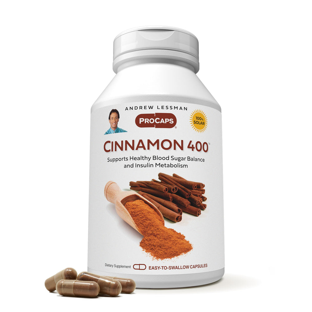 ANDREW LESSMAN Cinnamon 400mg bottle with capsules for easy daily use.