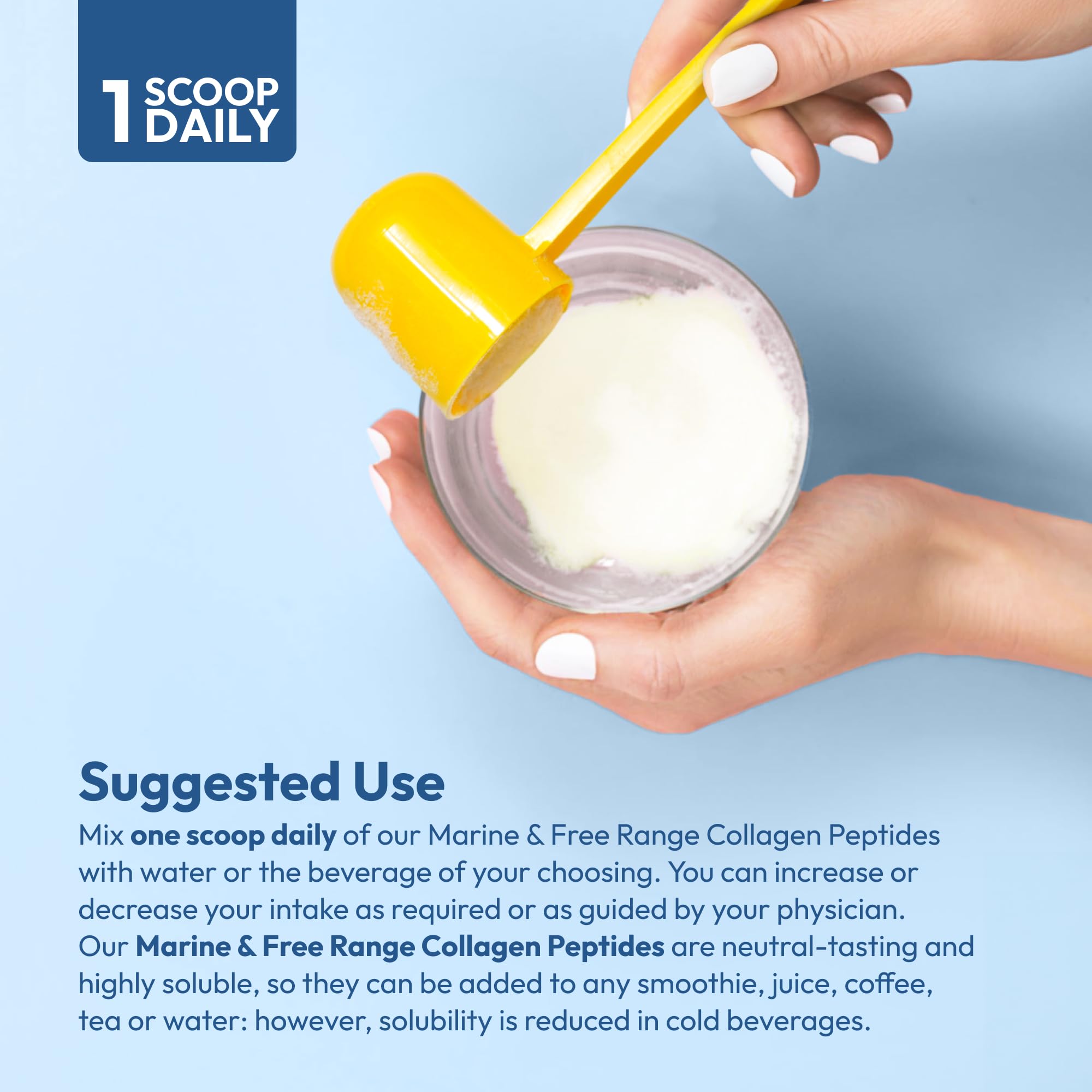 Andrew Lessman collagen peptides powder blended into smoothie for daily routine