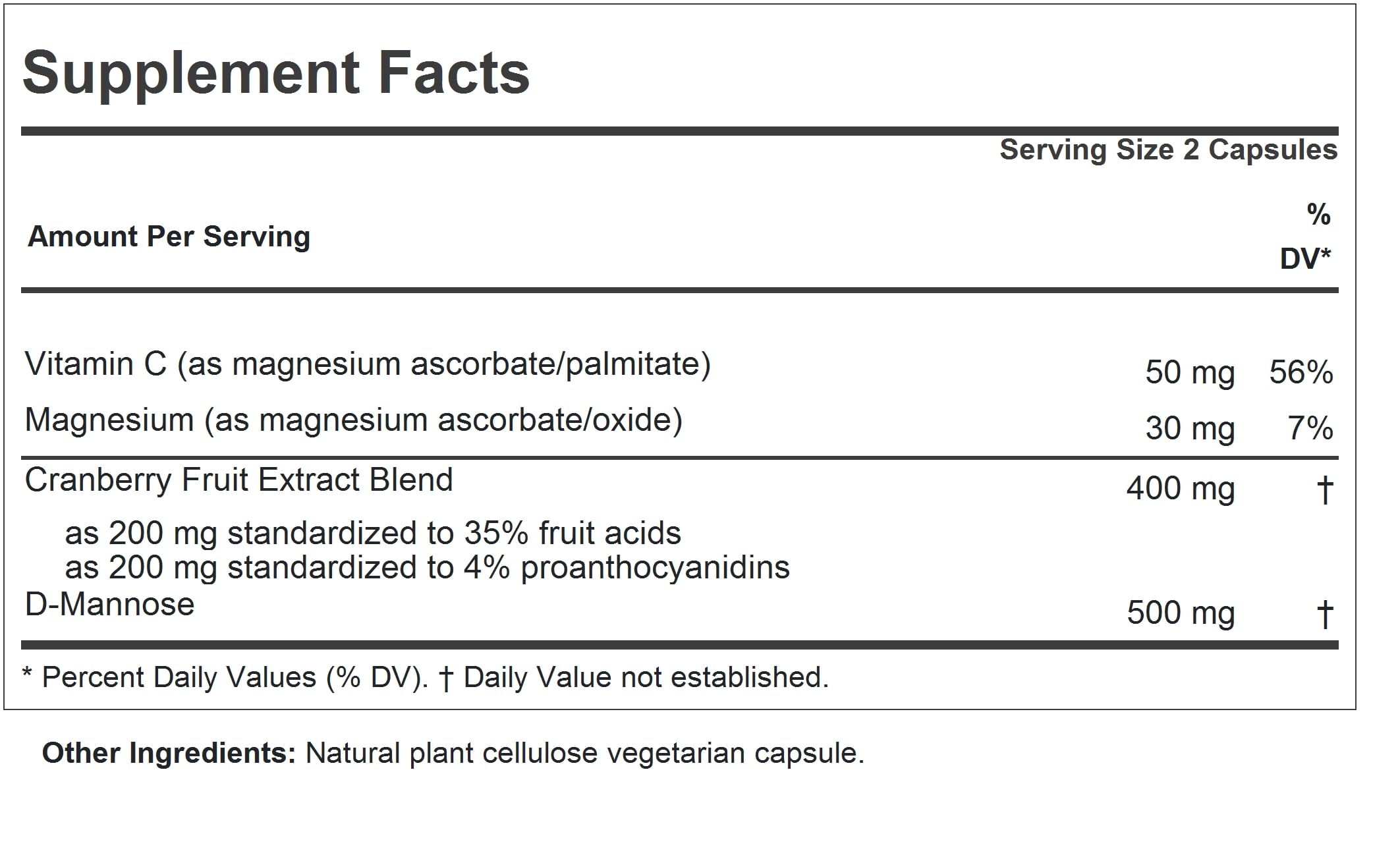Andrew Lessman Cranberry with D-Mannose capsules close-up for easy daily use.