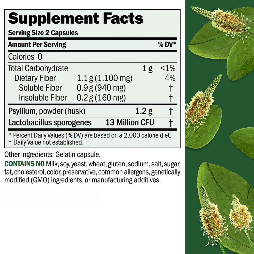 Fibermucil capsules closeup showcases easy-to-swallow capsules supporting daily fiber intake.