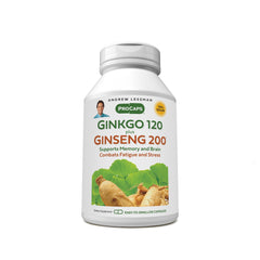 Andrew Lessman Ginkgo 120 Plus Ginseng bottle on desk for daily focus and energy.