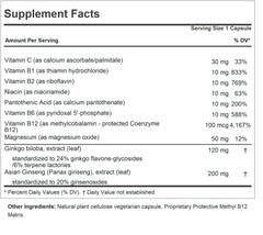 Close-up of Andrew Lessman bottle label highlighting standardized extracts for cognitive support.