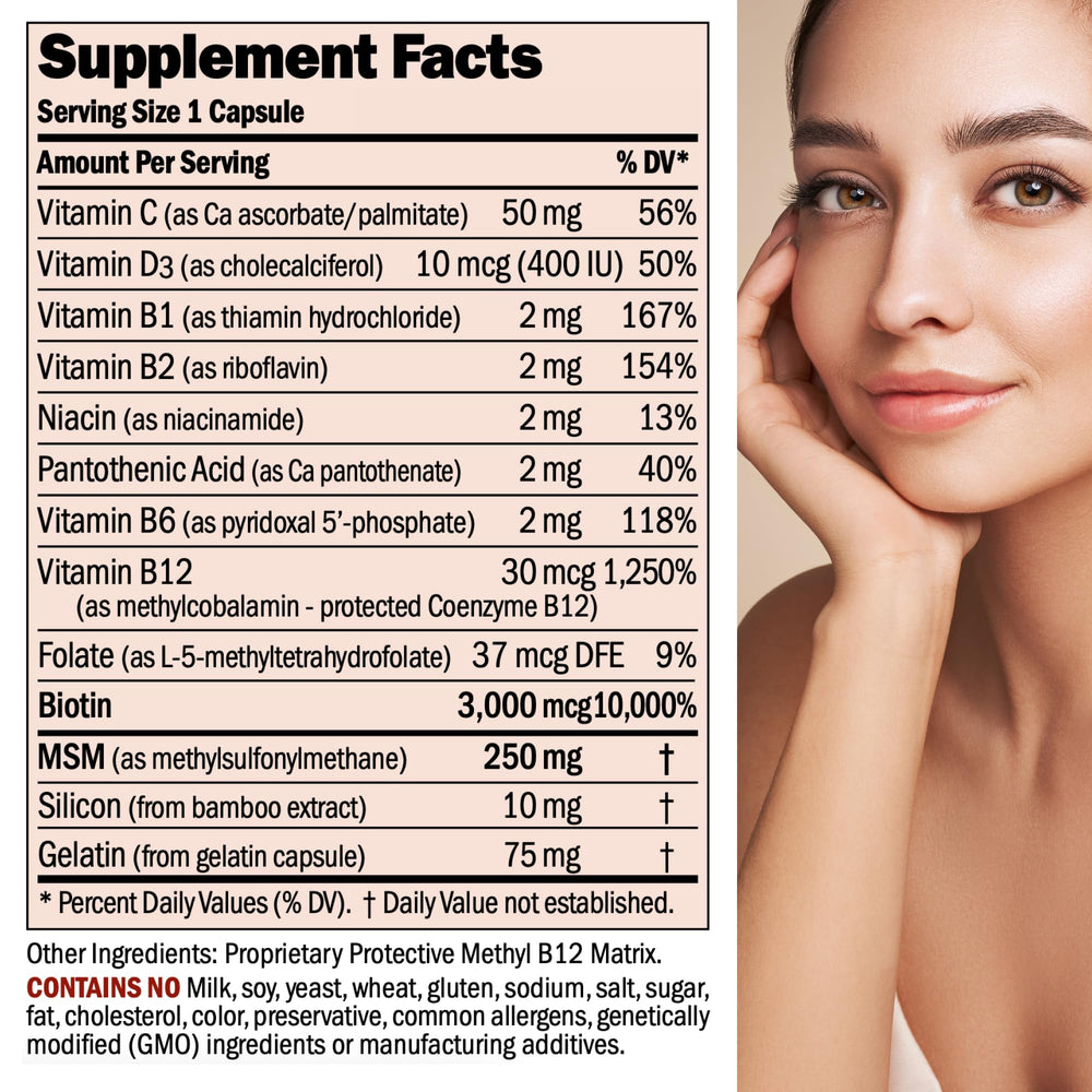 ANDREW LESSMAN Healthy Hair, Skin & Nails capsules close-up for hair and nail support