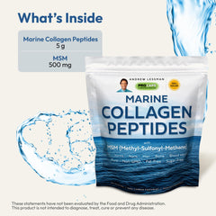Andrew Lessman Marine Collagen Peptides MSM mixing in water shows flavor-neutral blending.