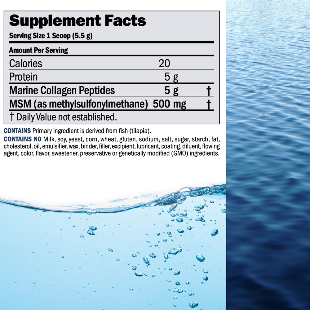 Andrew Lessman Marine Collagen Peptides MSM measuring scoop enables easy daily mixing.