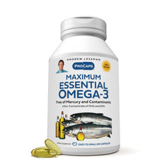 Andrew Lessman Maximum Essential Omega-3 unflavored softgels for easy daily use.