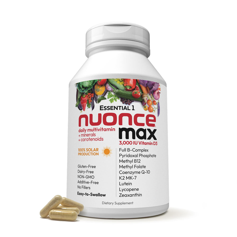 Andrew Lessman nuoncemax bottle close-up highlighting high-potency daily nutrition.