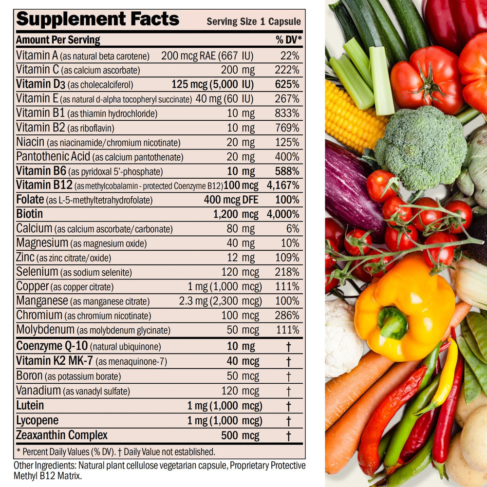 Andrew Lessman nuoncemax label detail showcases vitamin D3 and bioactive nutrients.
