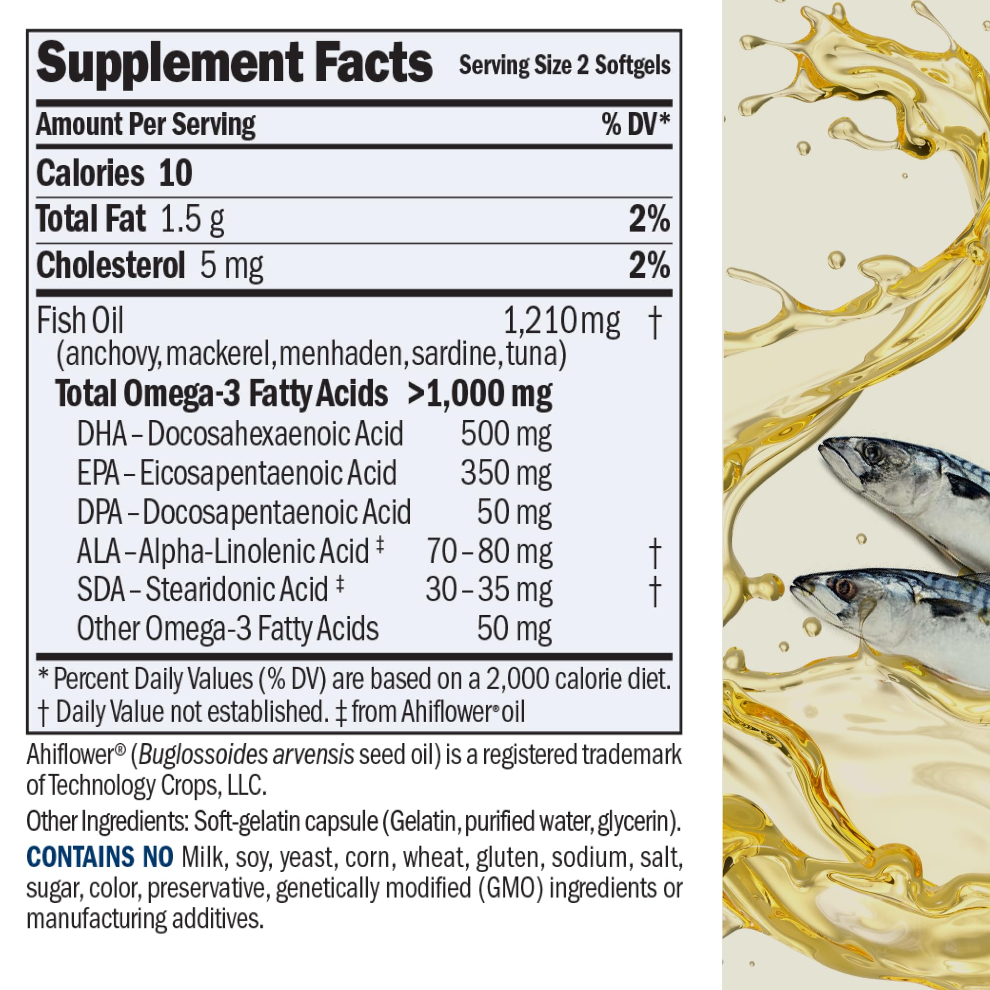 Andrew Lessman Omega-3 1200 mg with DHA and EPA supports brain and eye health.