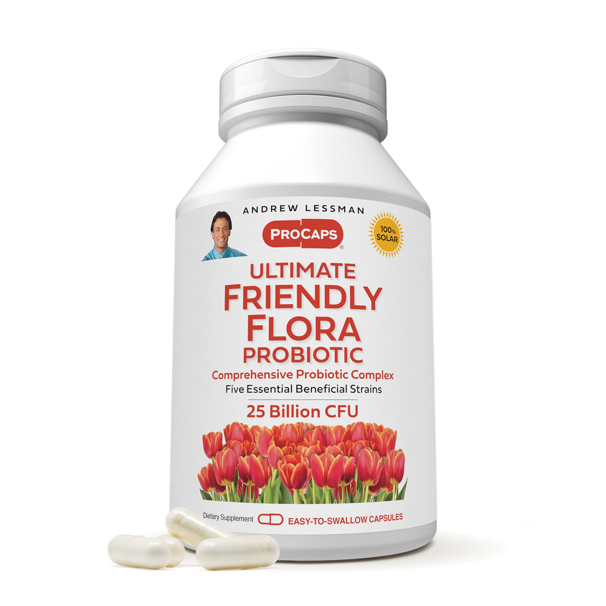 Andrew Lessman Ultimate Friendly Flora bottle front view for daily digestive balance.