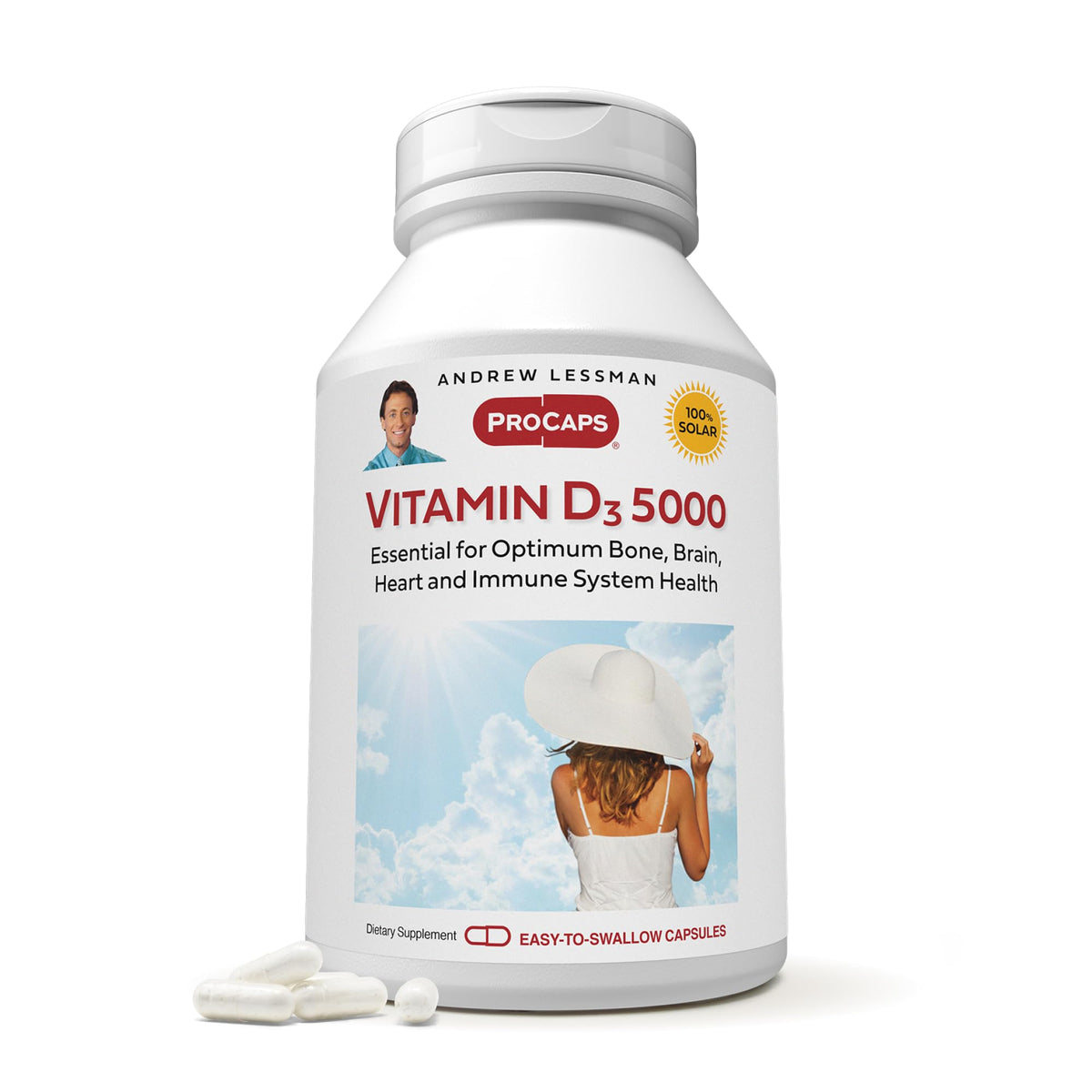 Andrew Lessman Vitamin D3 5000 IU bottle front highlighting bone support potency