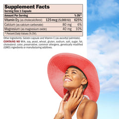 Close-up of Andrew Lessman Vitamin D3 5000 IU capsules for easy daily swallowing