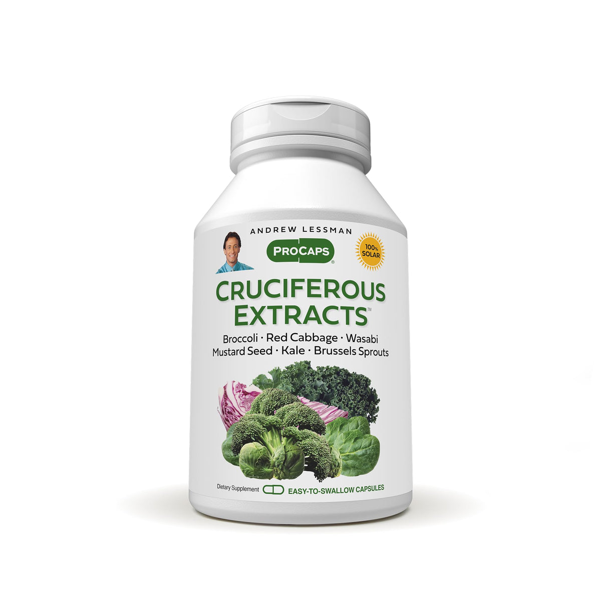 ANDREW LESSMAN cruciferous extracts bottle for easy daily supplementation.