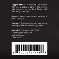 Andro400 T Booster pills inside view showing capsules for daily use