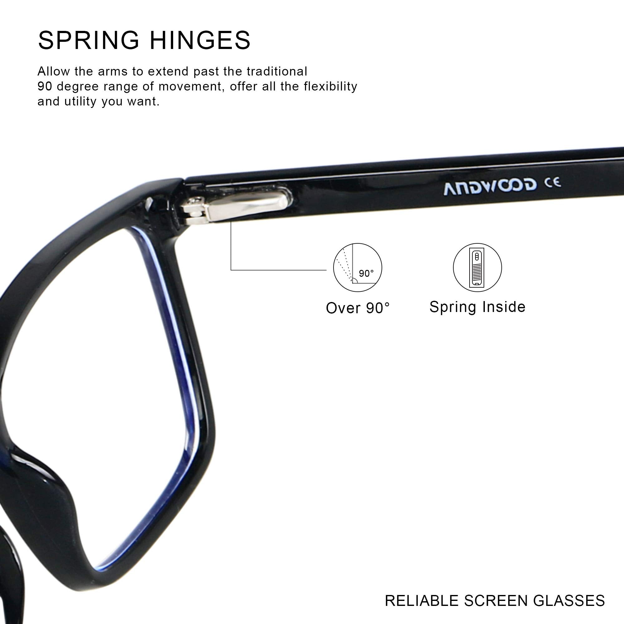 ANDWOOD blue light blocking glasses on a desk setup to reduce screen glare