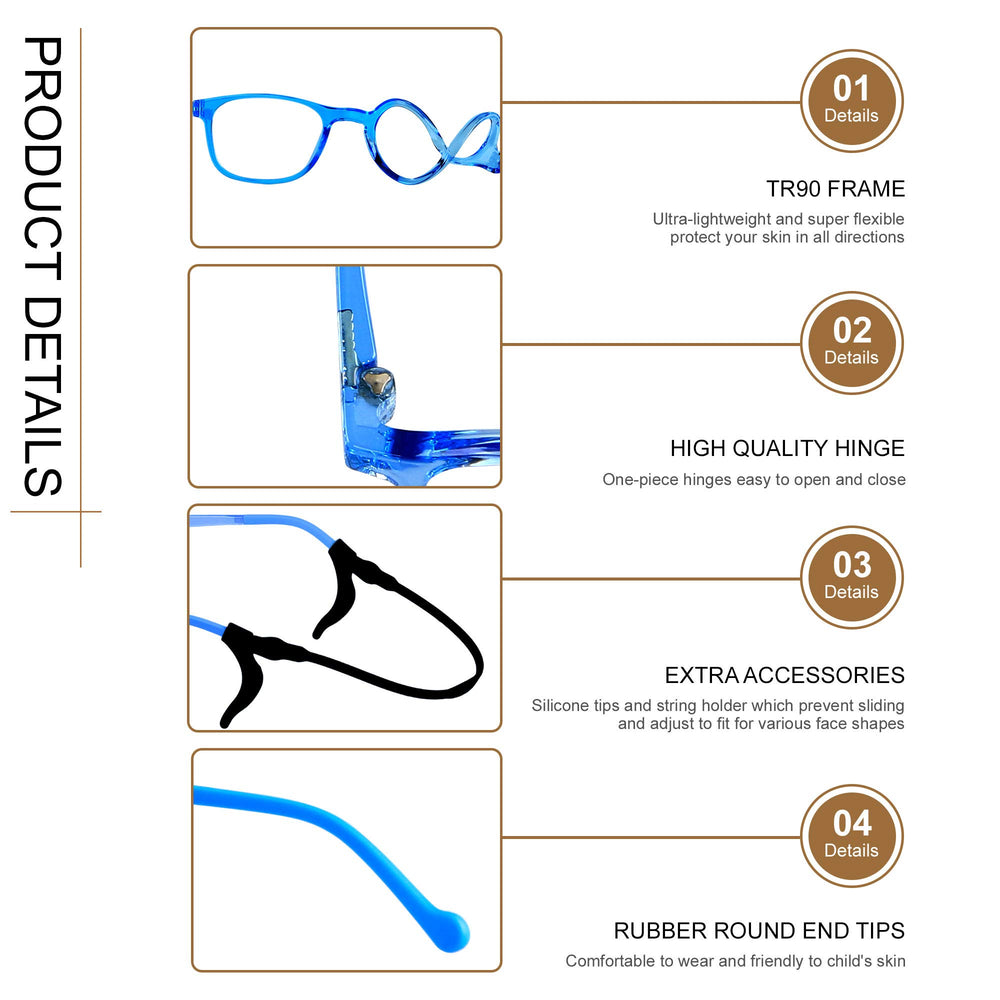 ANDWOOD kids blue light glasses with pouch included for easy transport