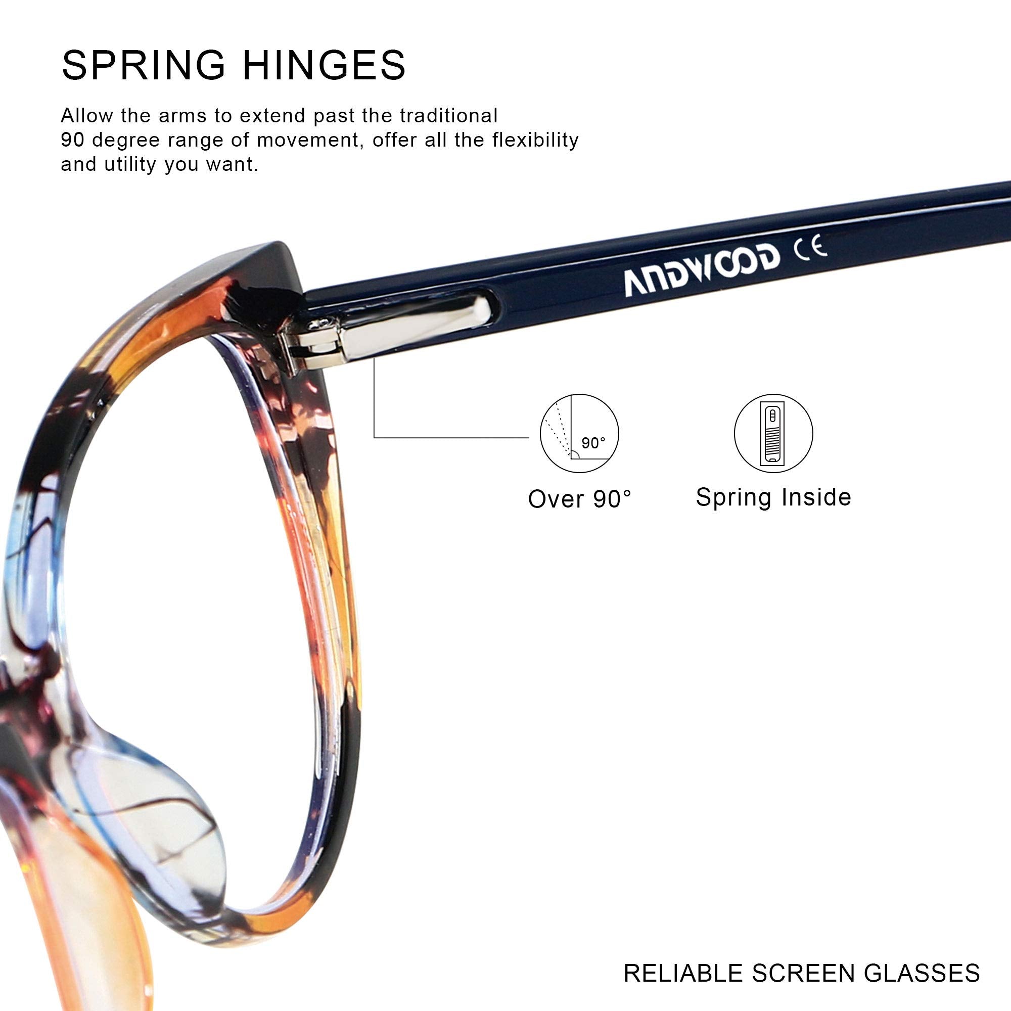 Andwood spring hinge design provides a comfortable, flexible fit for long wear.