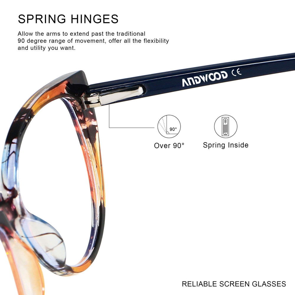 Andwood spring hinge design provides a comfortable, flexible fit for long wear.