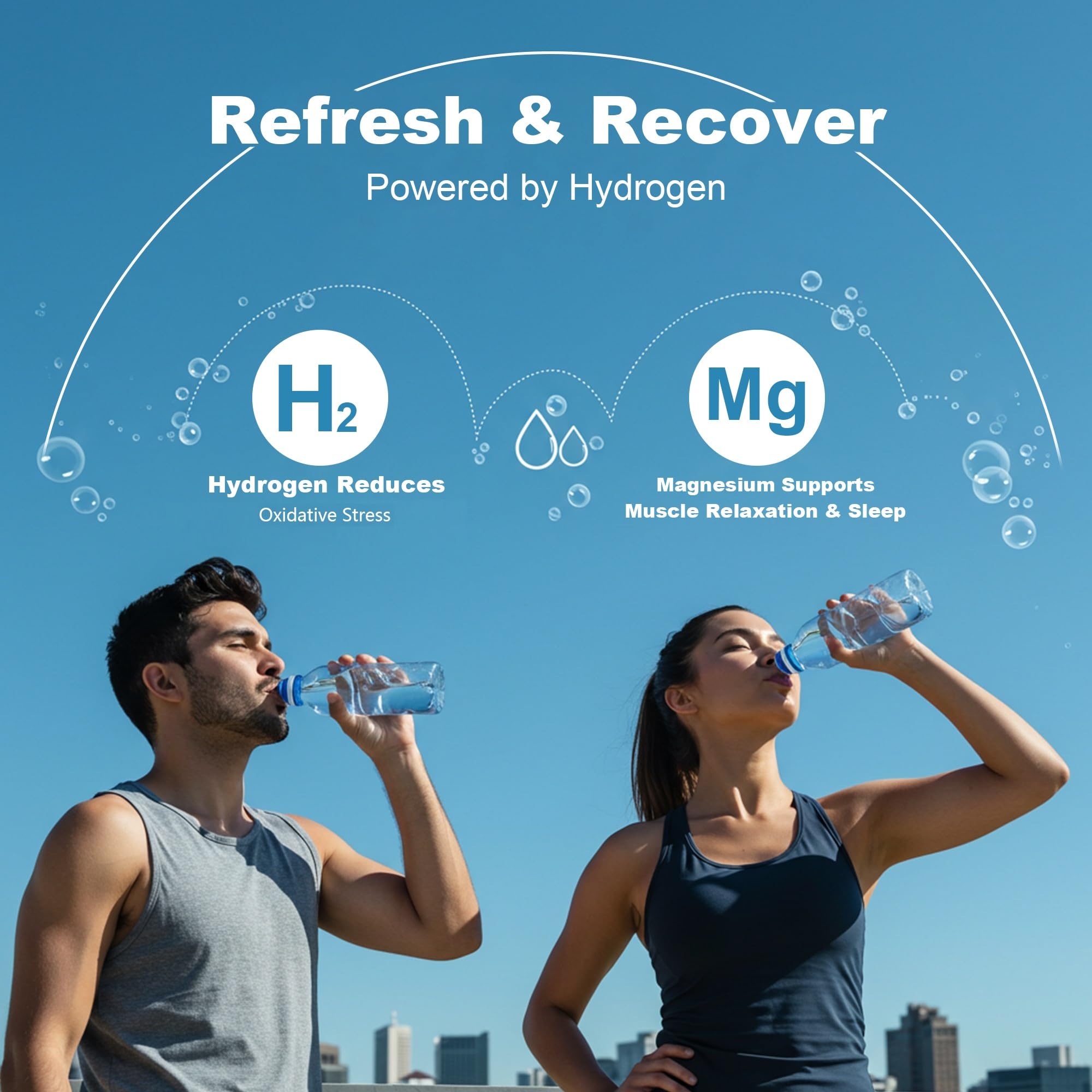 ANEVYRAQ water glass with tablet shows hydrogen-enriched hydration for daily wellness.