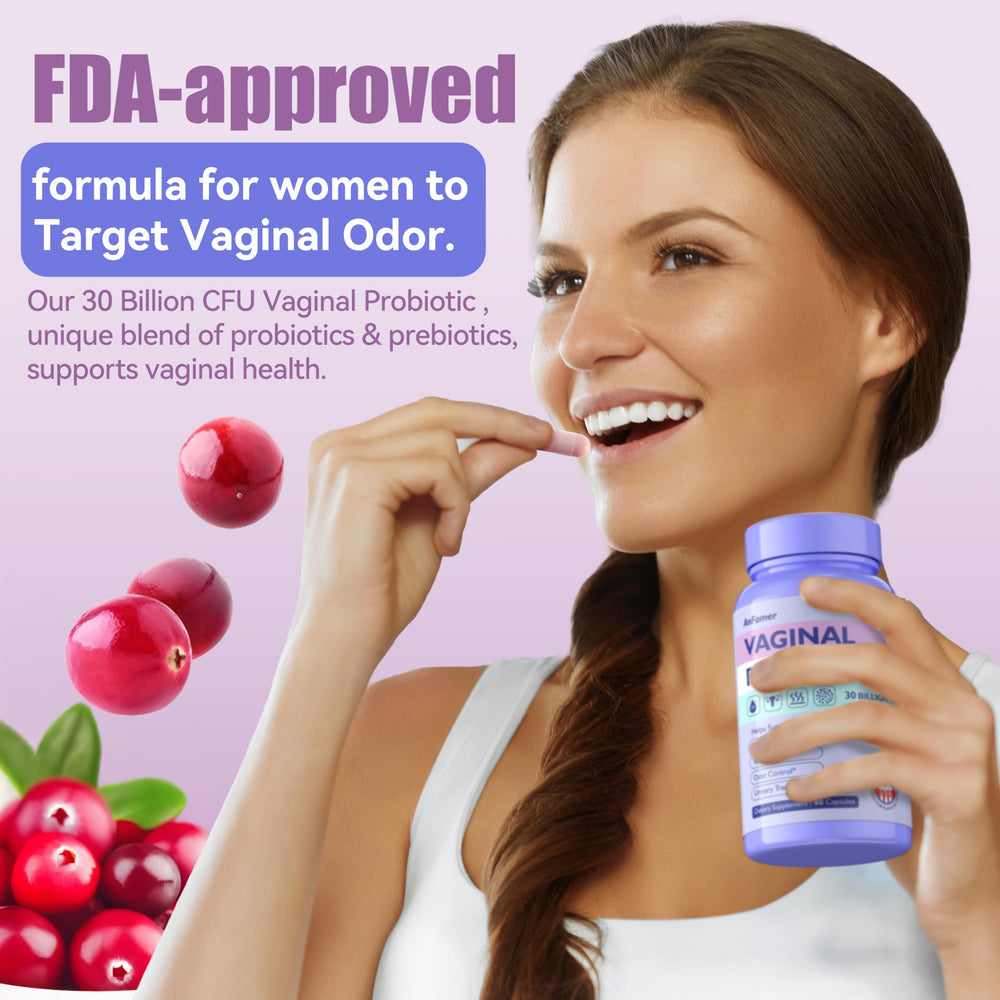 AnFamer cranberry-flavored probiotic capsules offering a pleasant daily routine.