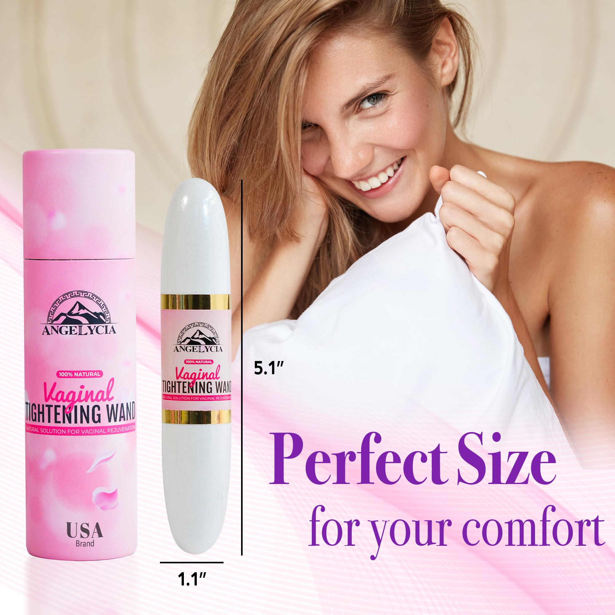 ANGELYCIA Magic Tongkat Madura Wand in use for private at-home care routine.