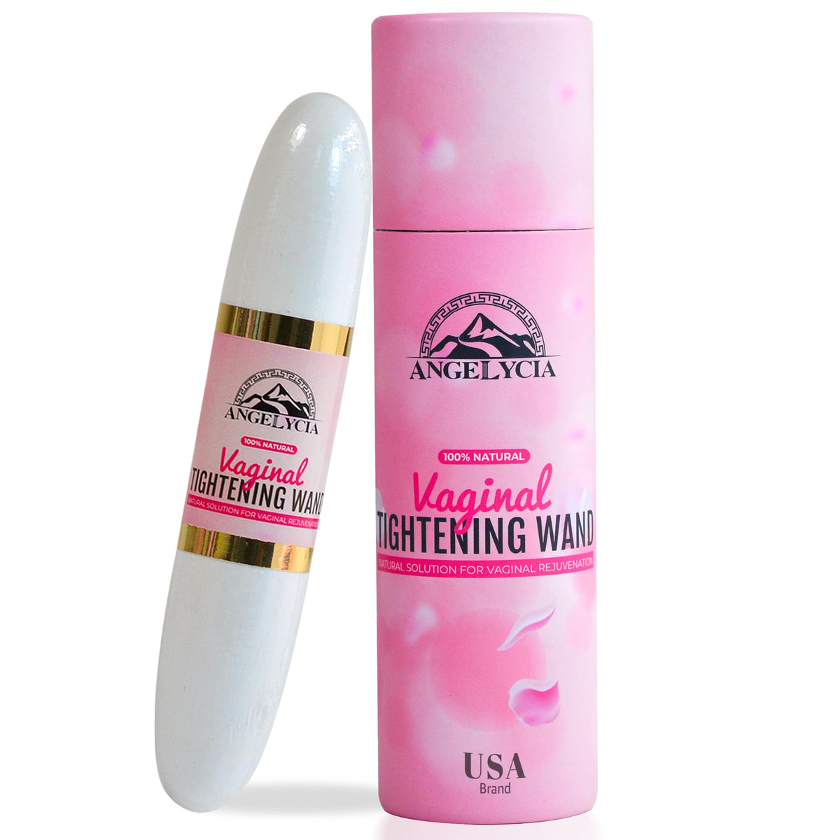 ANGELYCIA Magic Tongkat Madura Wand packaging shown for discreet, premium feminine care.
