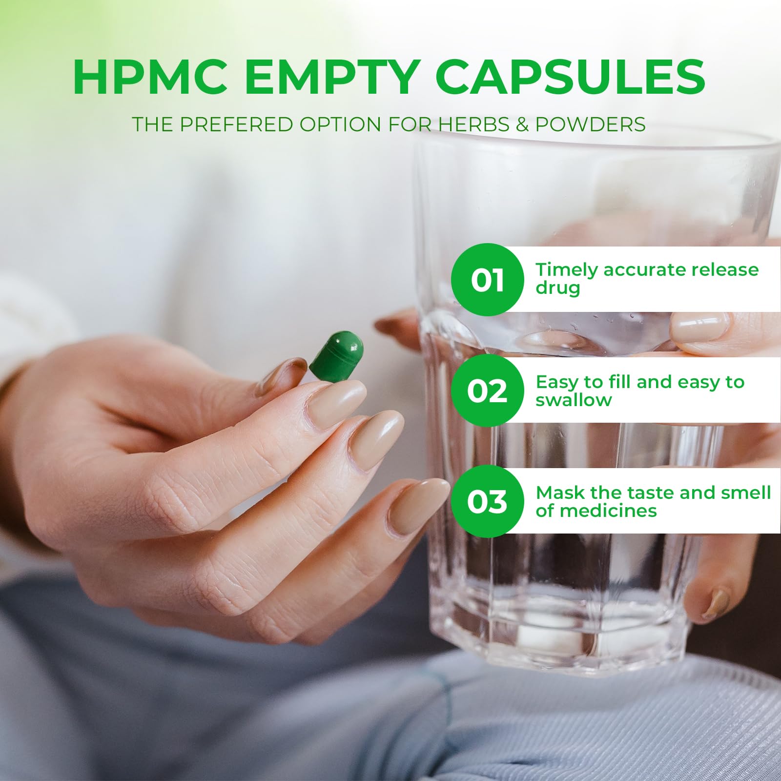 Close-up of Angtai JN HPMC capsules highlighting vegan composition