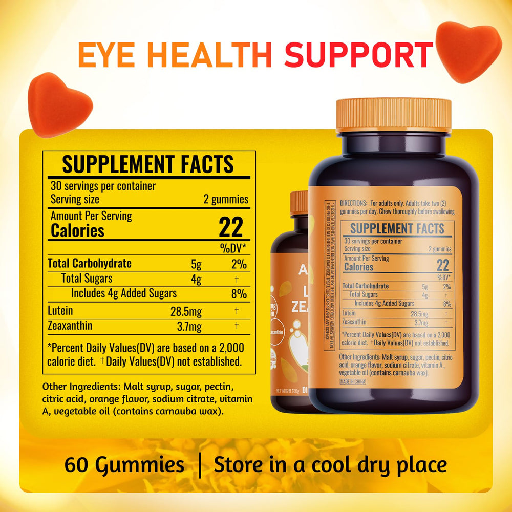 Angtai JN Lutein Gummies packaging box highlighting gluten-free claim