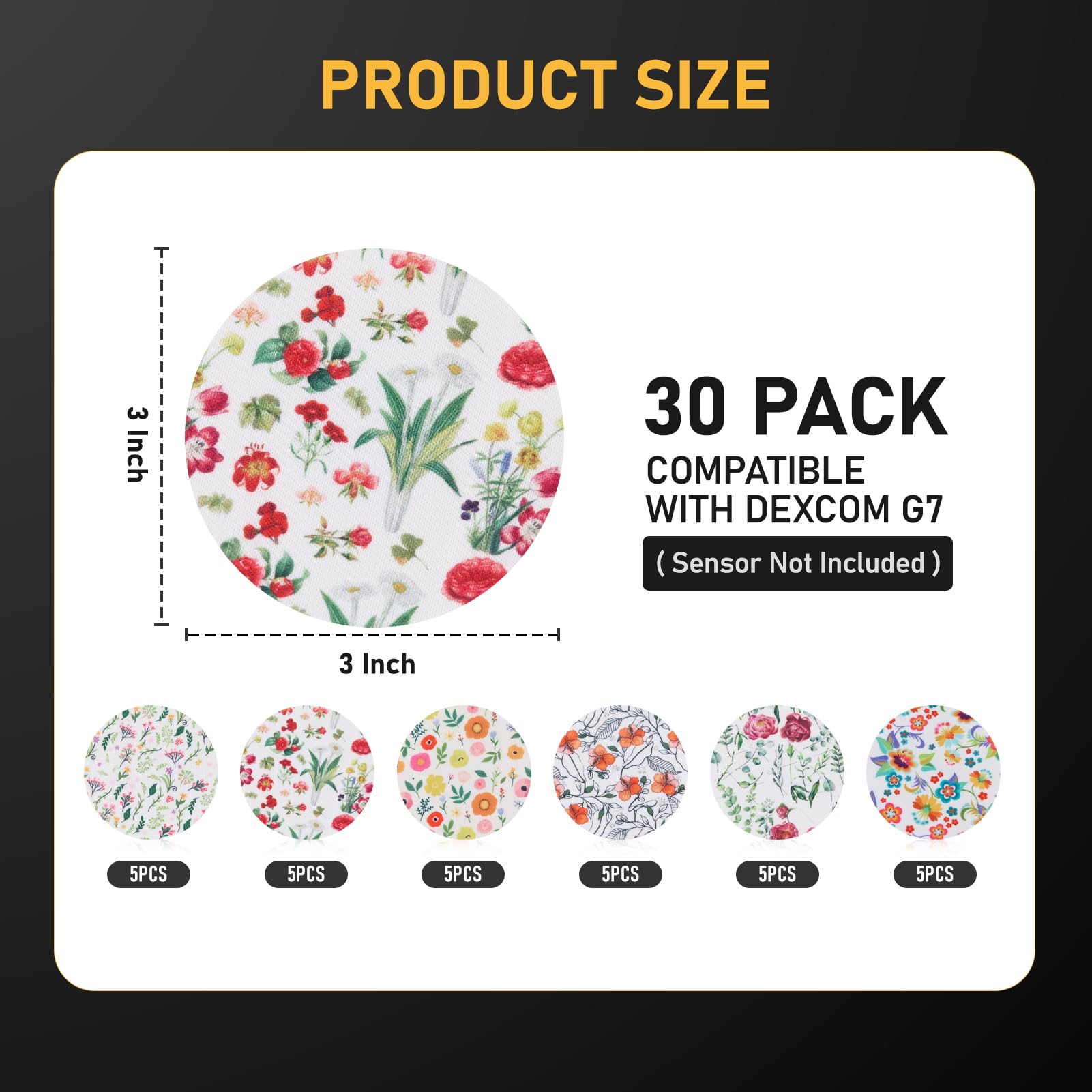 ANGTICS Dexcom G7 patch with pink rose accents blends style and reliable adhesion.