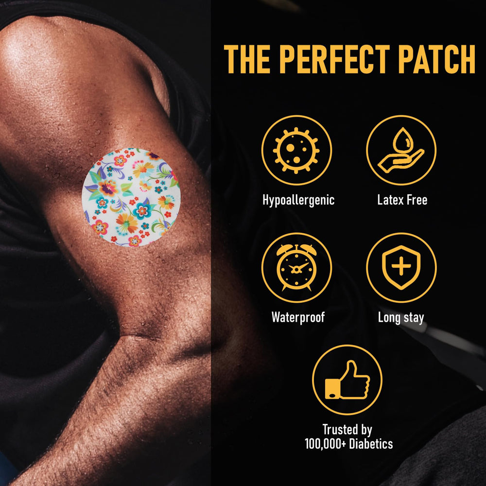 ANGTICS Dexcom G7 patch with tiny wildflowers stays secure during workouts.