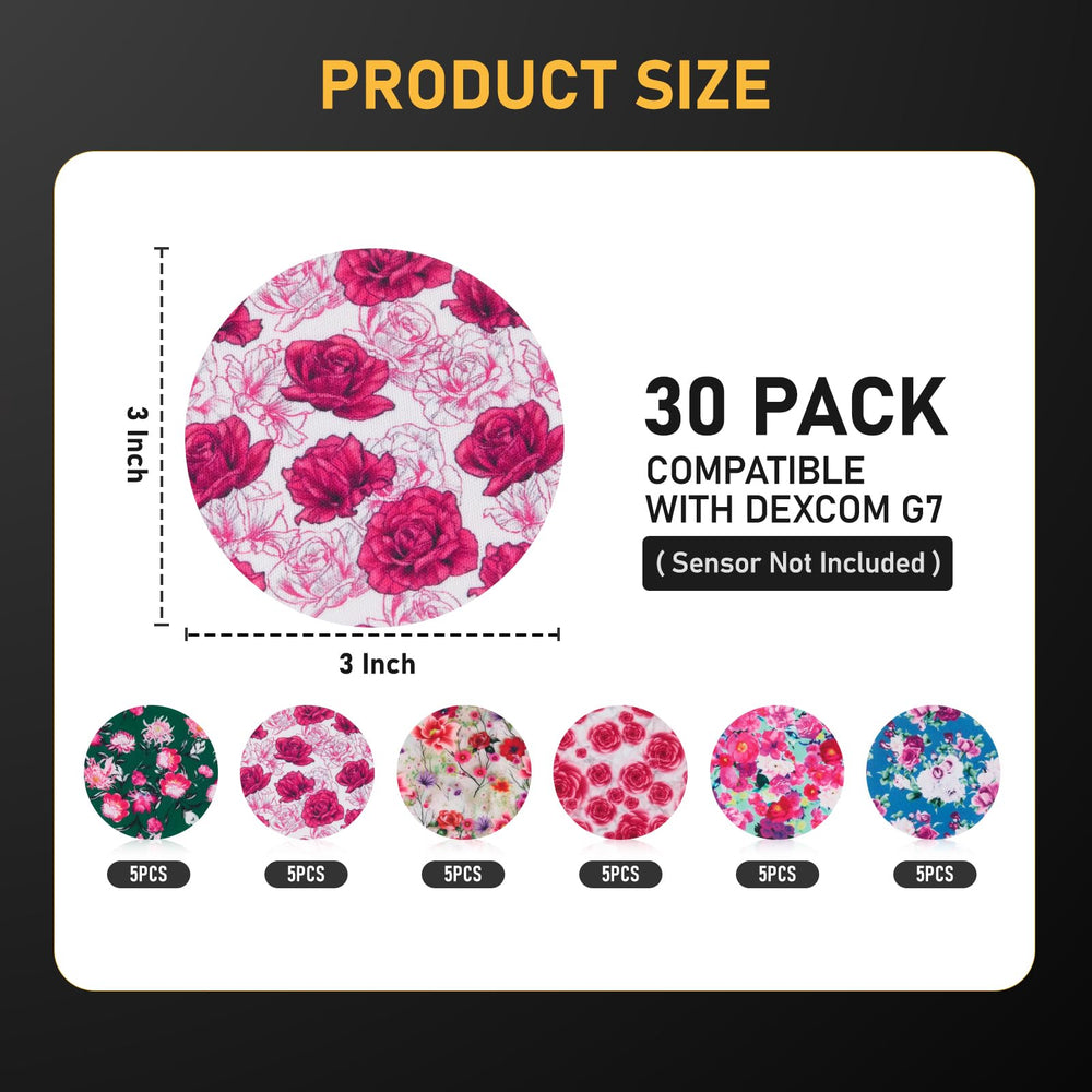 ANGTICS Dexcom G7 overpatch bold red roses for reliable adhesion all day