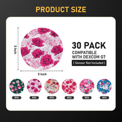ANGTICS Dexcom G7 overpatch bold red roses for reliable adhesion all day
