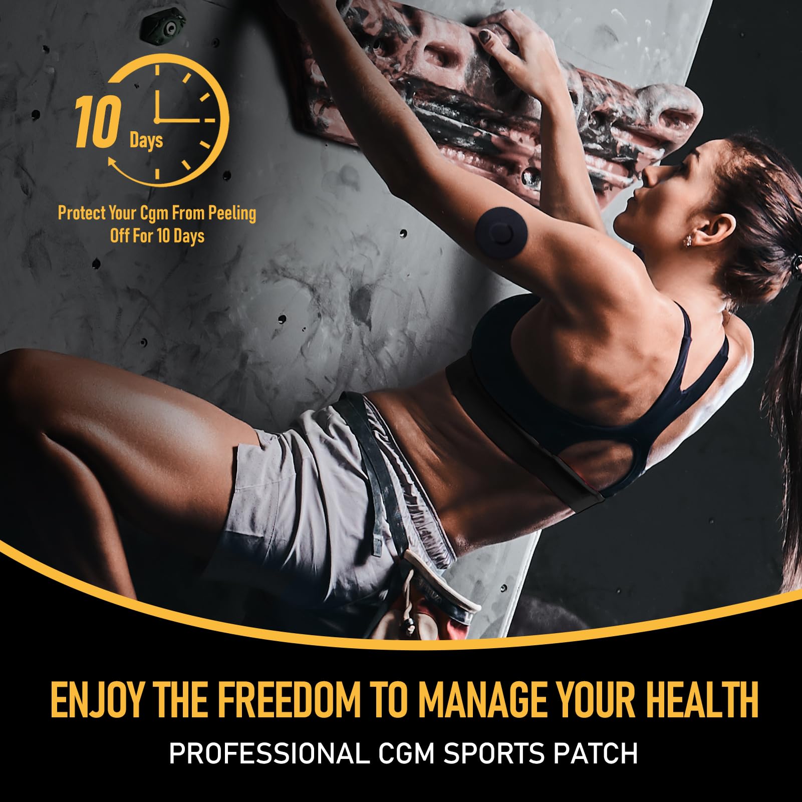 Parche ANGTICS Dexcom G7 con cobertura duradera por más de 10 días.